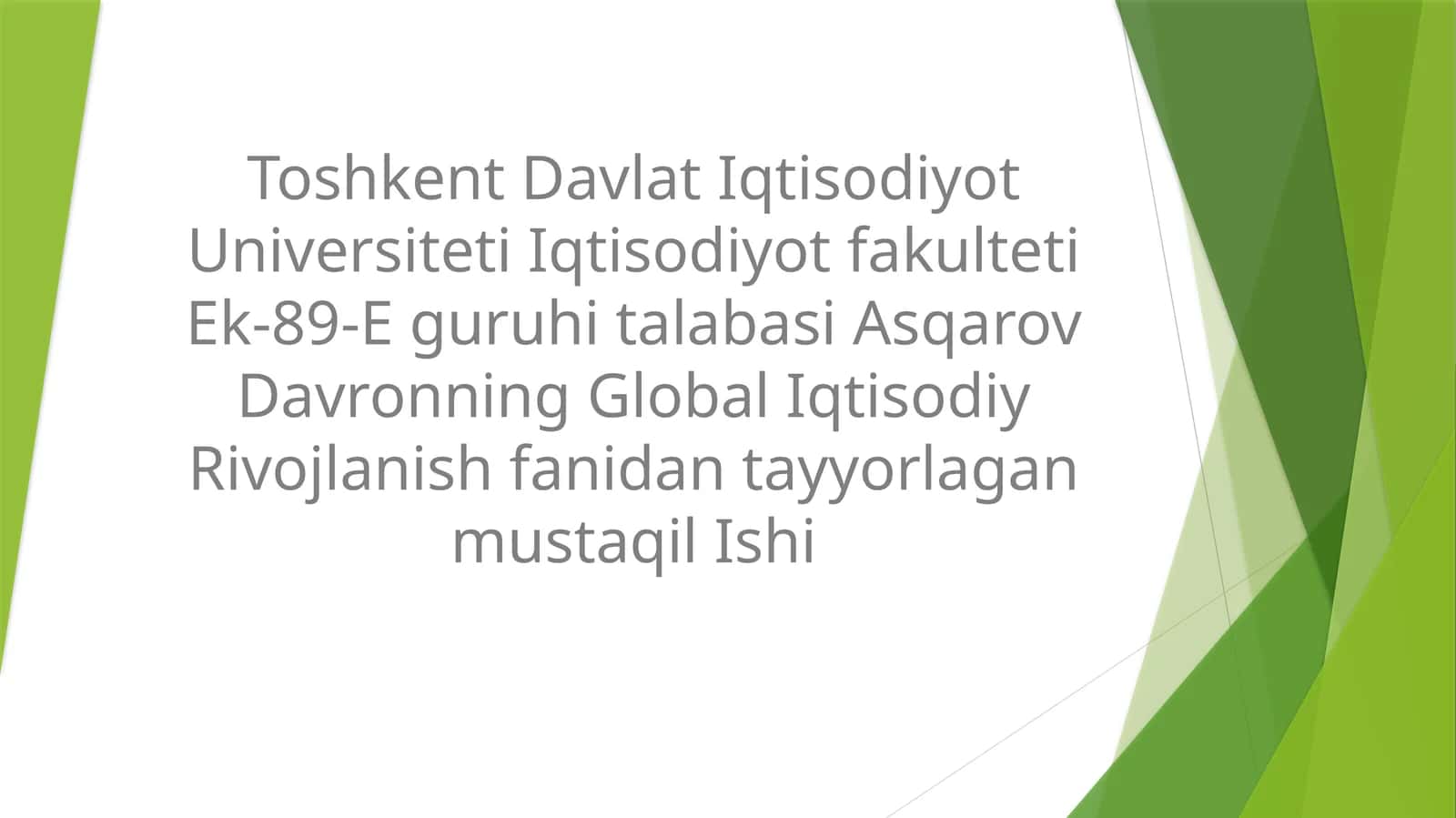 Global Iqtisodiy Rivojlanish 1