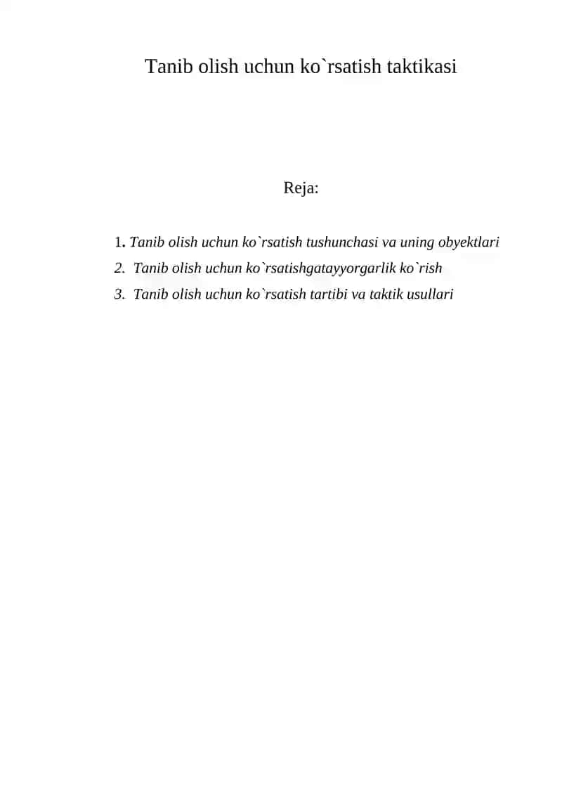 Tanib olish uchun ko`rsatish taktikasi