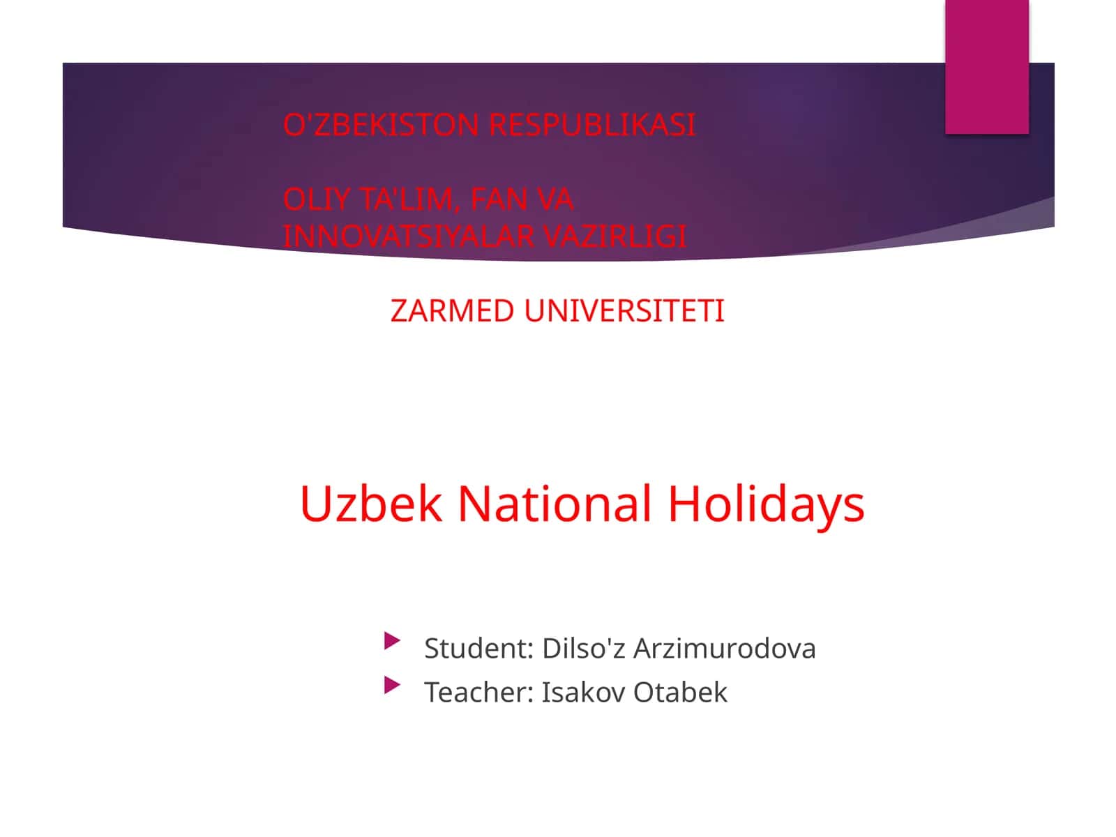 Uzbek National Holidays 1