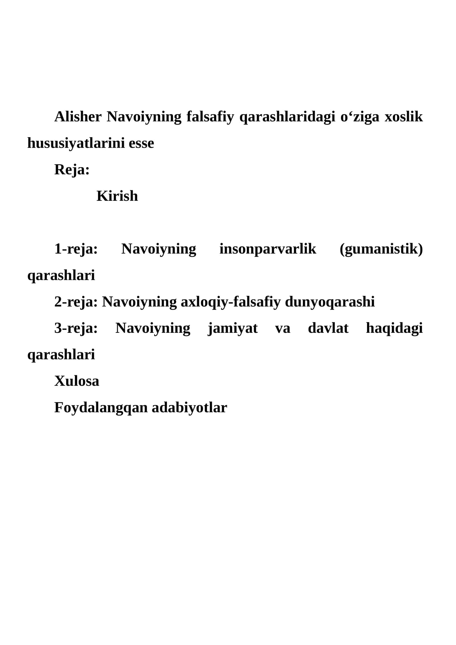 Alisher Navoiyning falsafiy qarashlaridagi o‘ziga xoslik hususiyatlarini esse 1