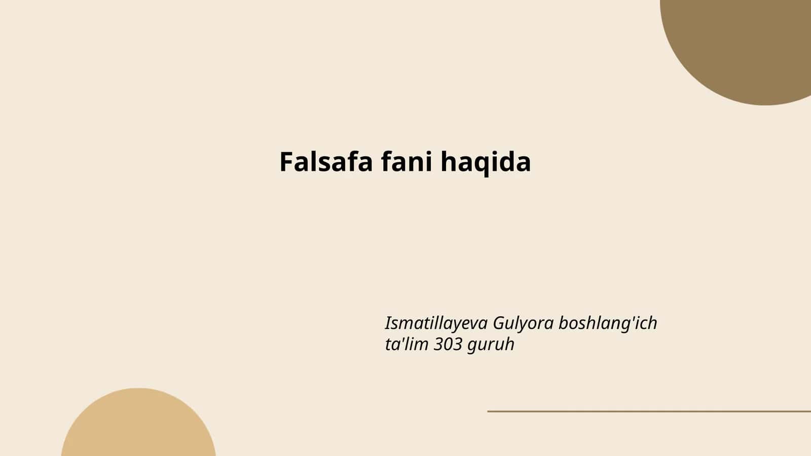 Falsafa fani haqida 1