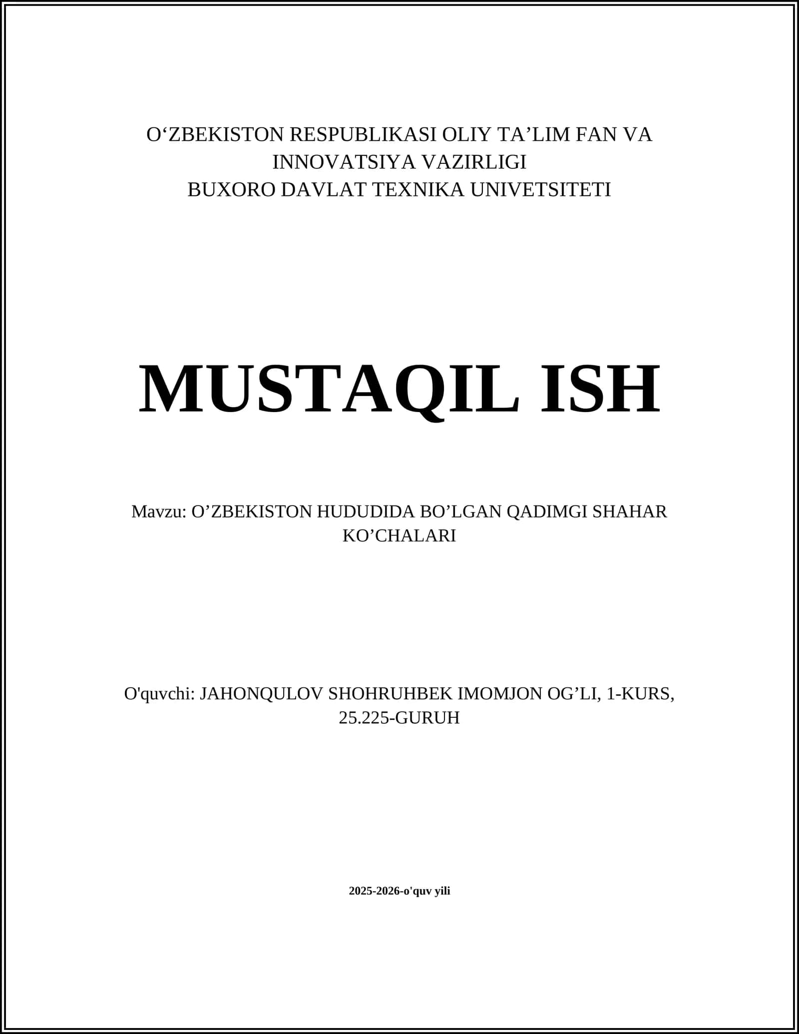 O'ZBEKISTON HUDUDIDA BO’LGAN QADIMGI SHAHAR KO’CHALARI 1