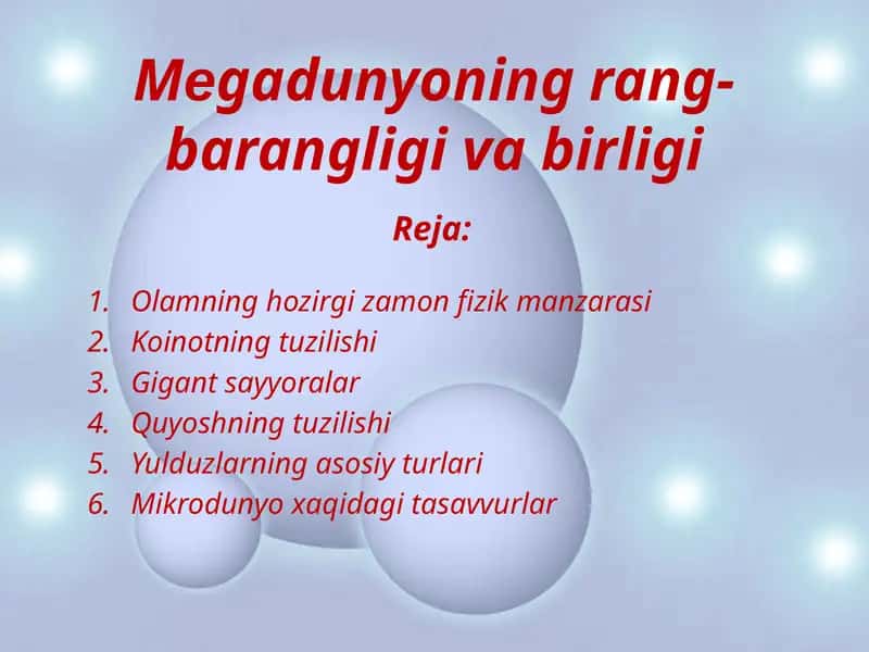 Koinotning tuzilishi 1