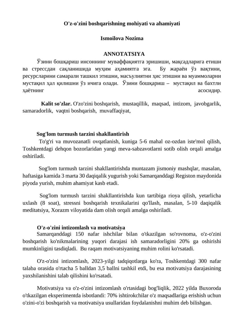 Sog'lom turmush tarzini shakllantirish 1