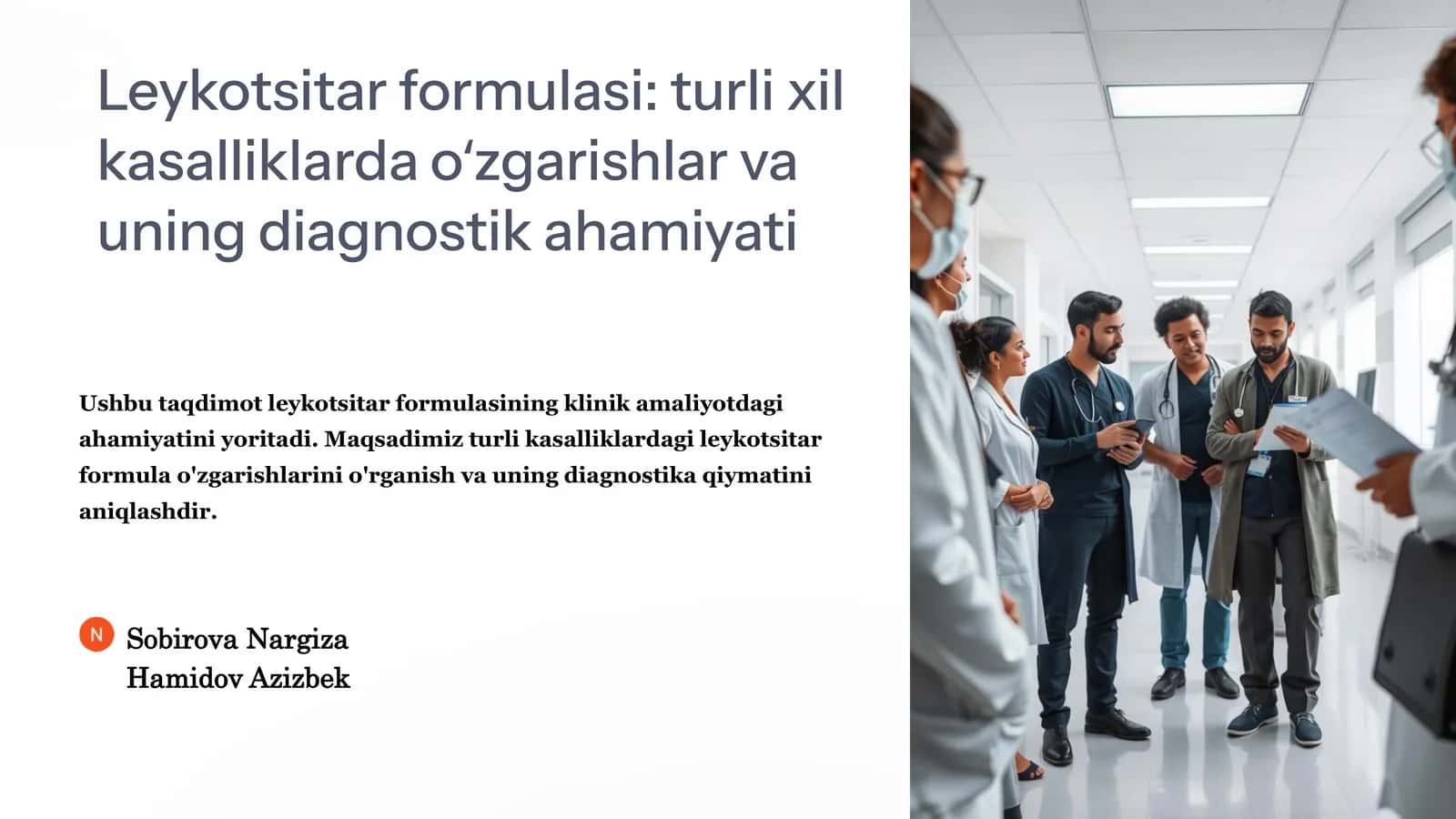 Leykotsitar formulasi: turli
xil kasalliklarda oʻzgarishlar
va uning diagnostik
ahamiyati 1