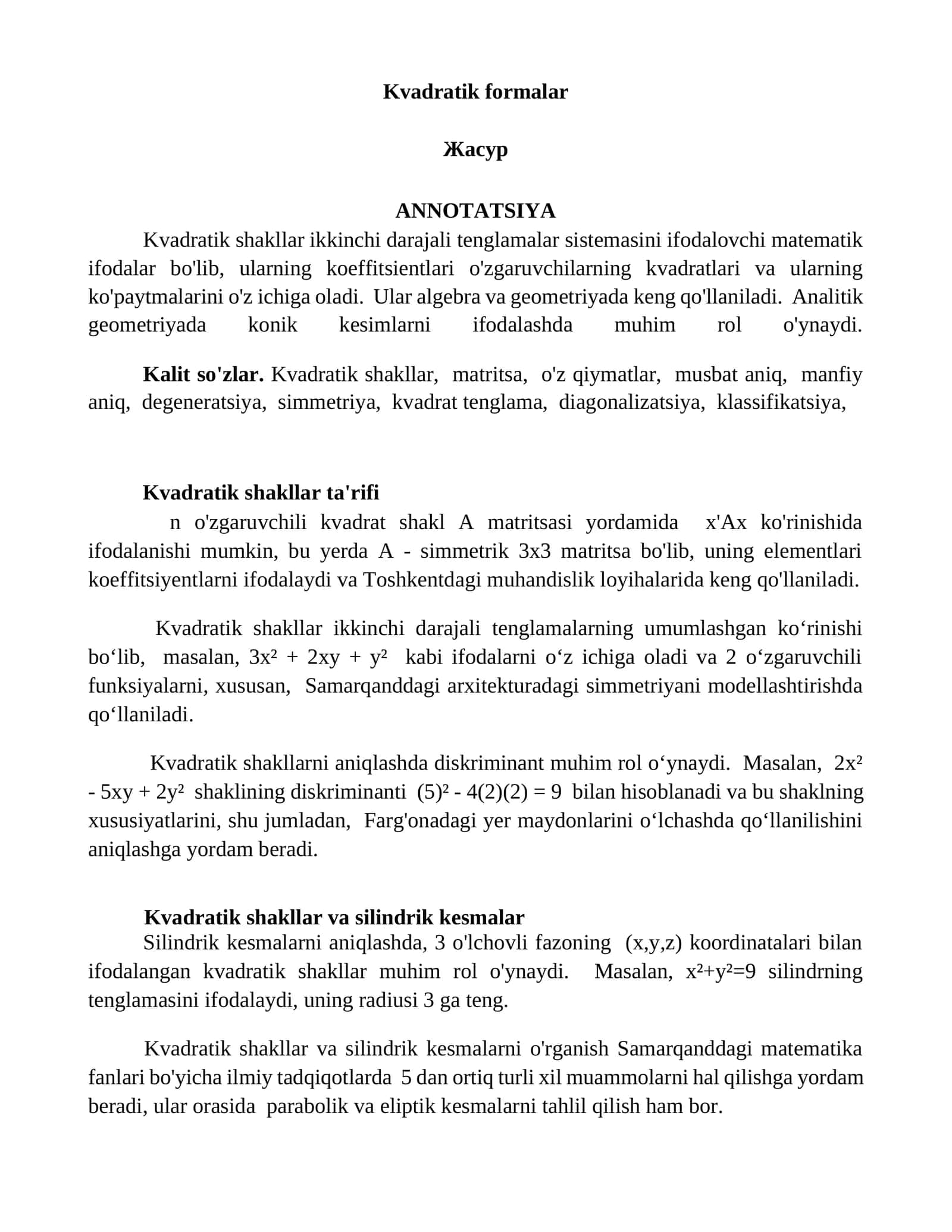 Kvadratik formalar 1