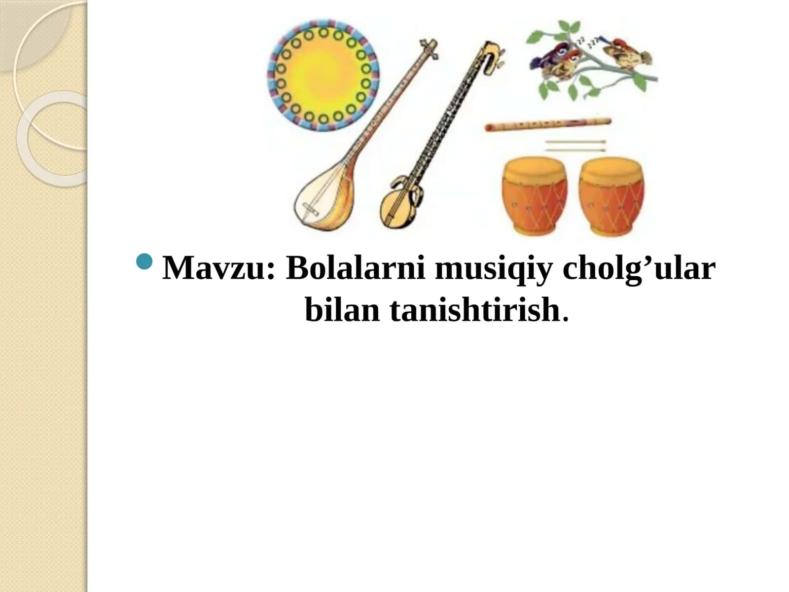 Bolalarni musiqiy cholgu'larga bilantashish 1