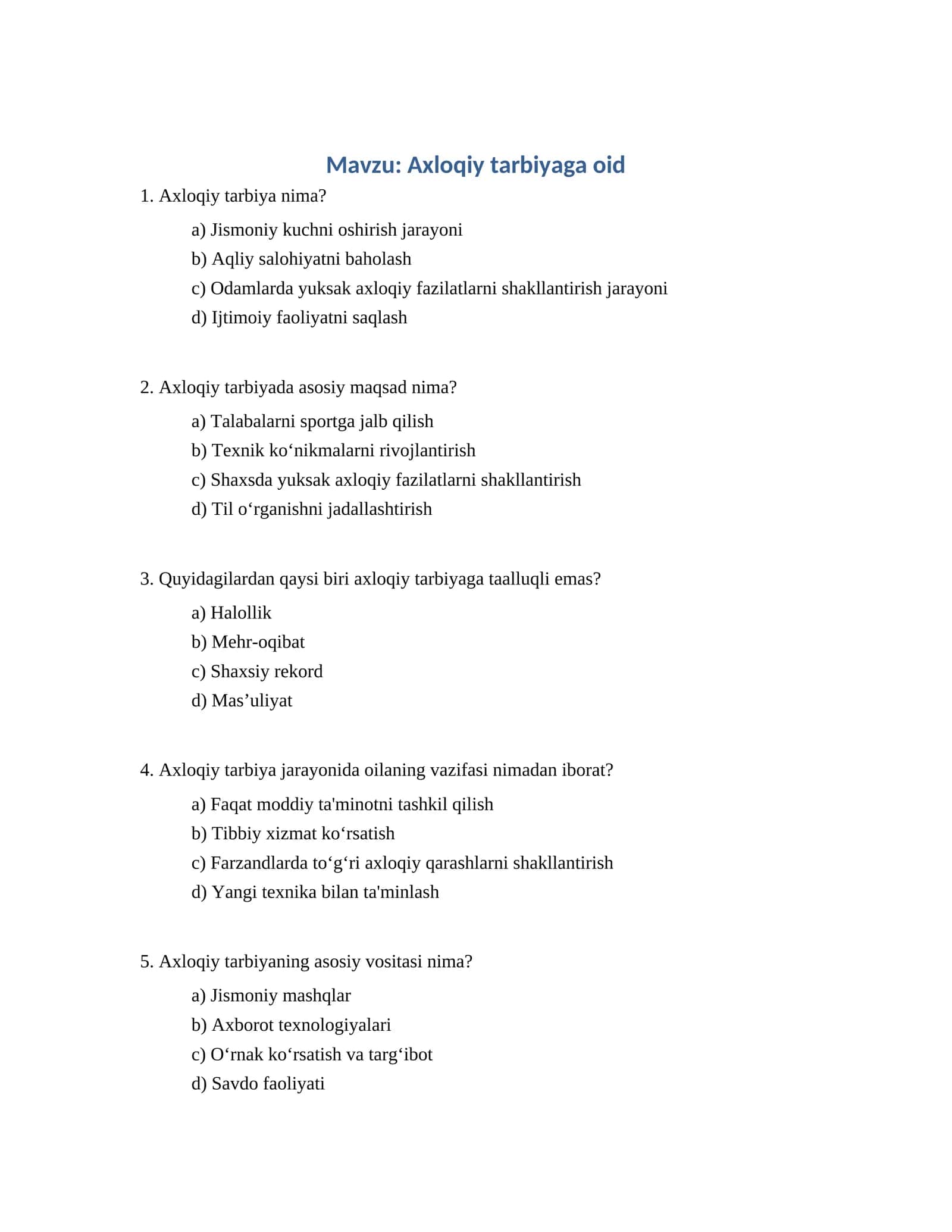 Axloqiy tarbiya 1