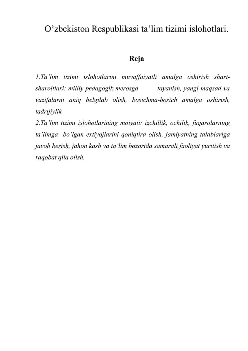 Ta'limga bo'lgan extiyojlar 1
