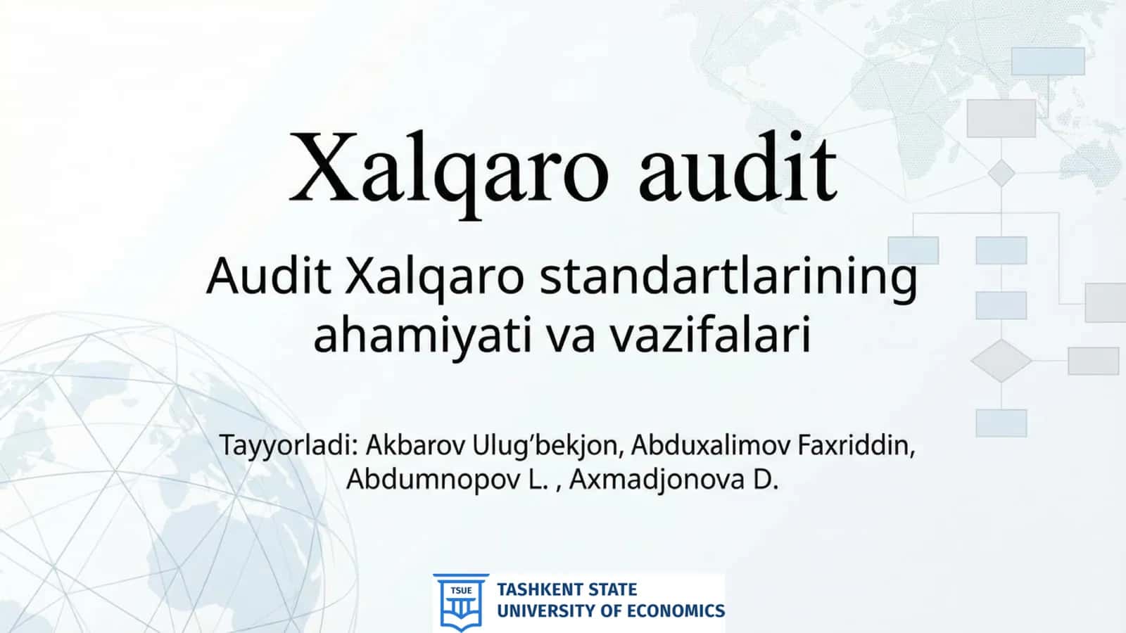 Auditning xalqaro standartlari (ISA) tushunchasi 1