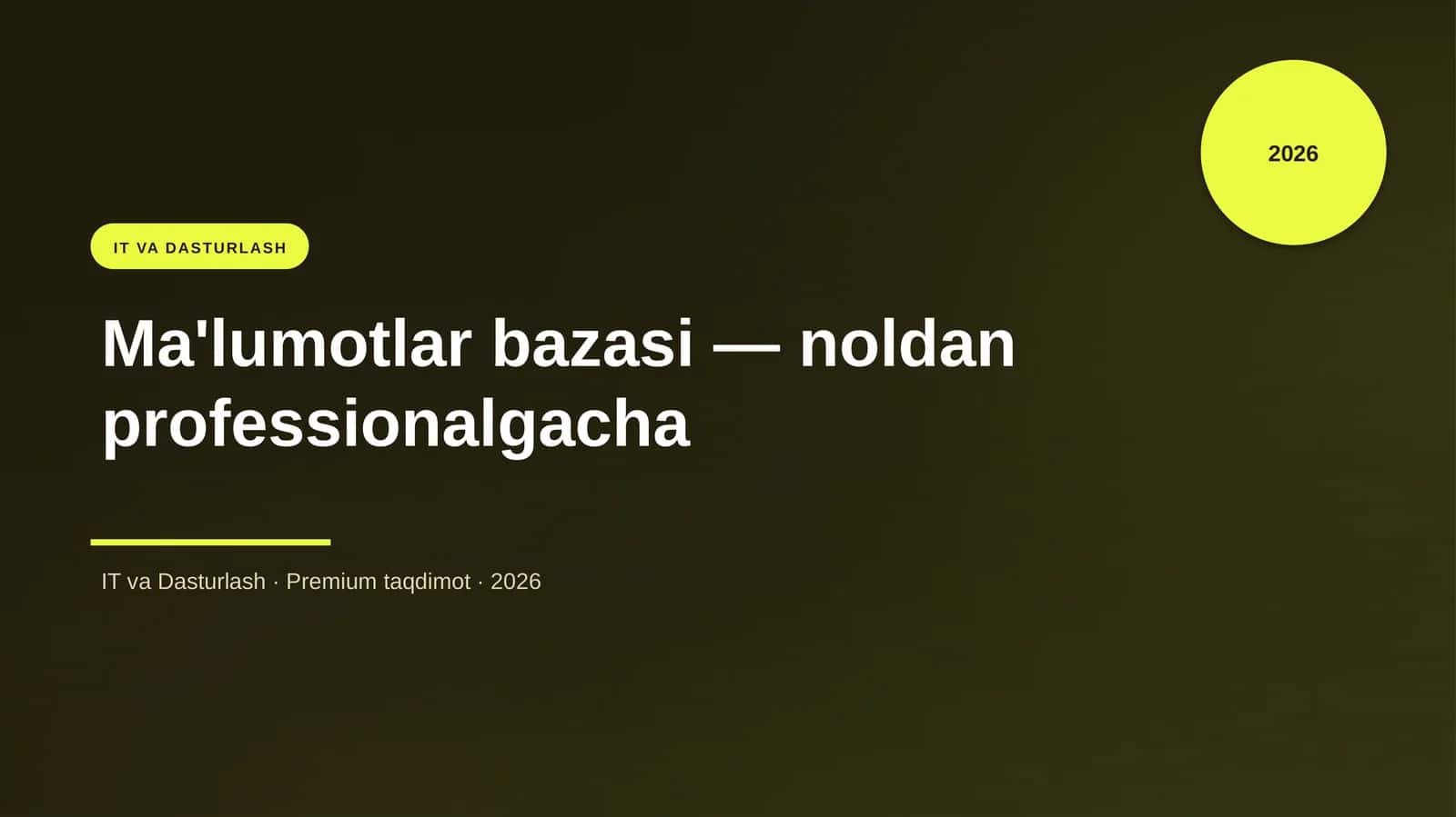 Ma'lumotlar bazasi — noldan professionalgacha 1
