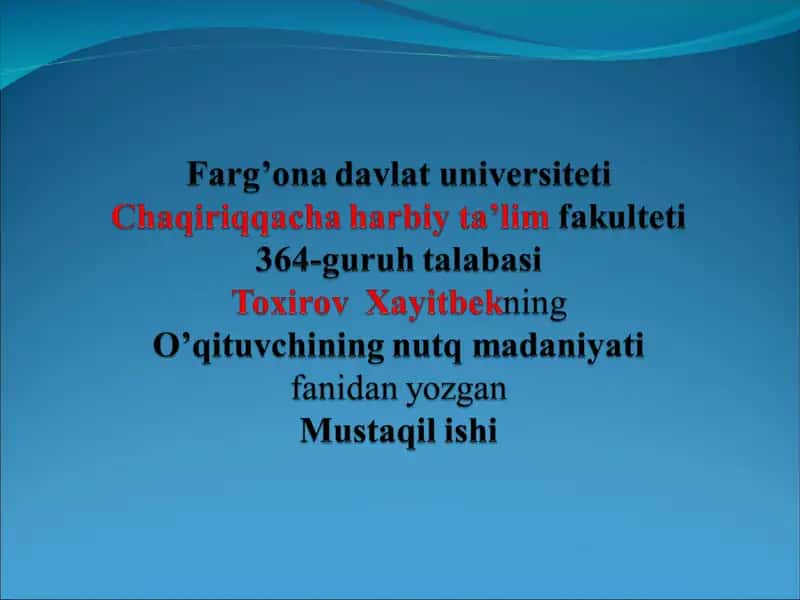 O’qituvchining nutq madaniyati va texnikasi 1