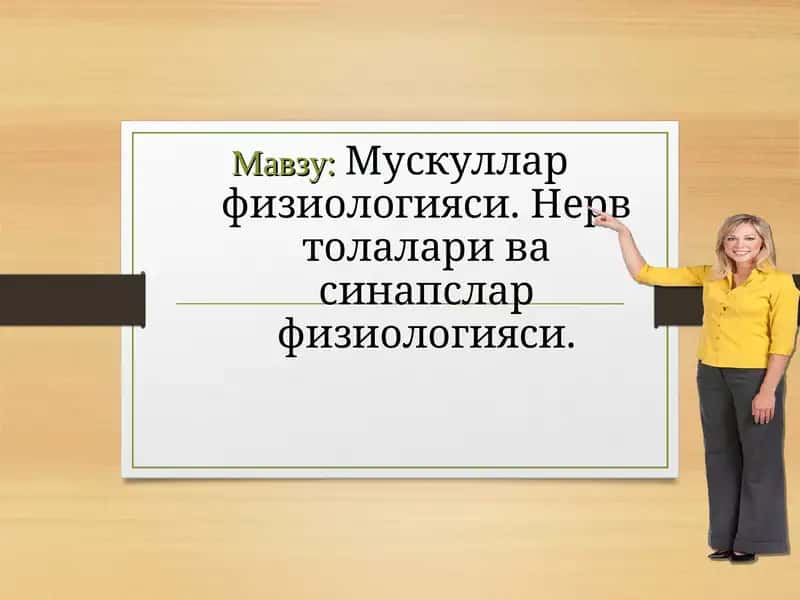 Мускуллар физиологияси. Нерв толалари ва синапслар физиологияси 1