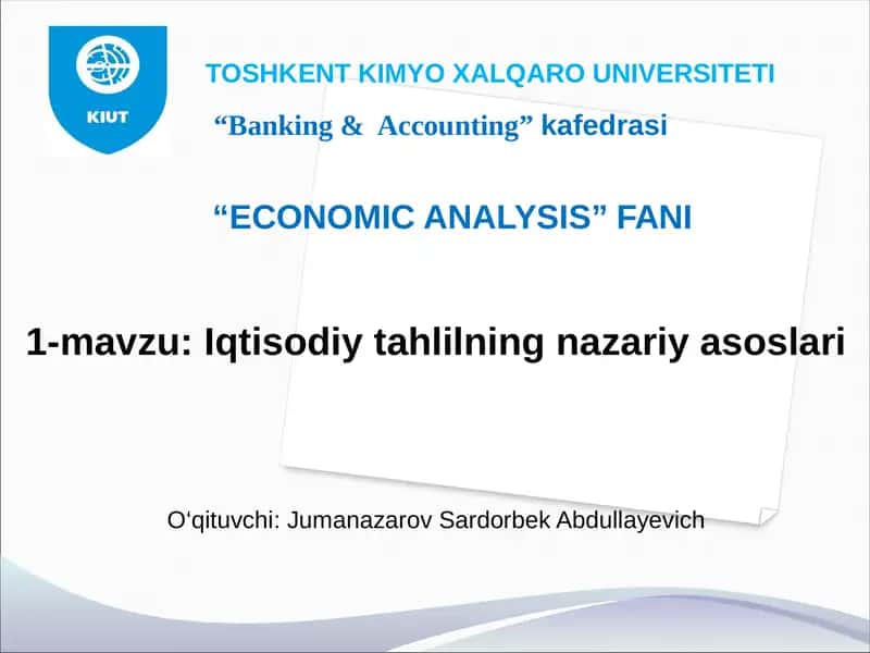 Iqtisodiy tahlilning nazariy asoslari 1