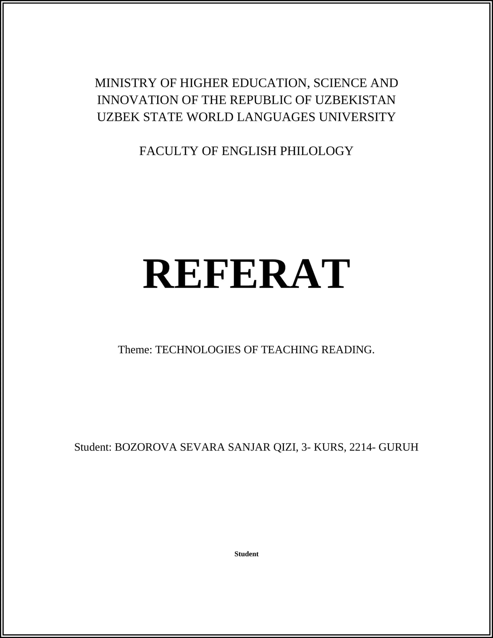 Technologies of Teaching Reading 1