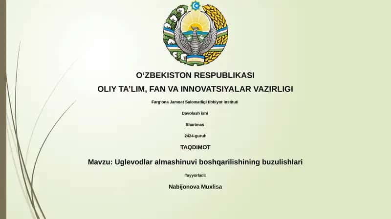 Uglevodlar metabolizmining asosiy yo'llari va tartibga solinishi 1