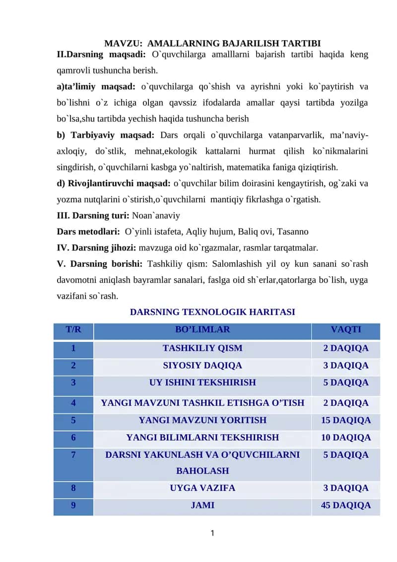 AMALLARNING BAJARILISH TARTIBI 1