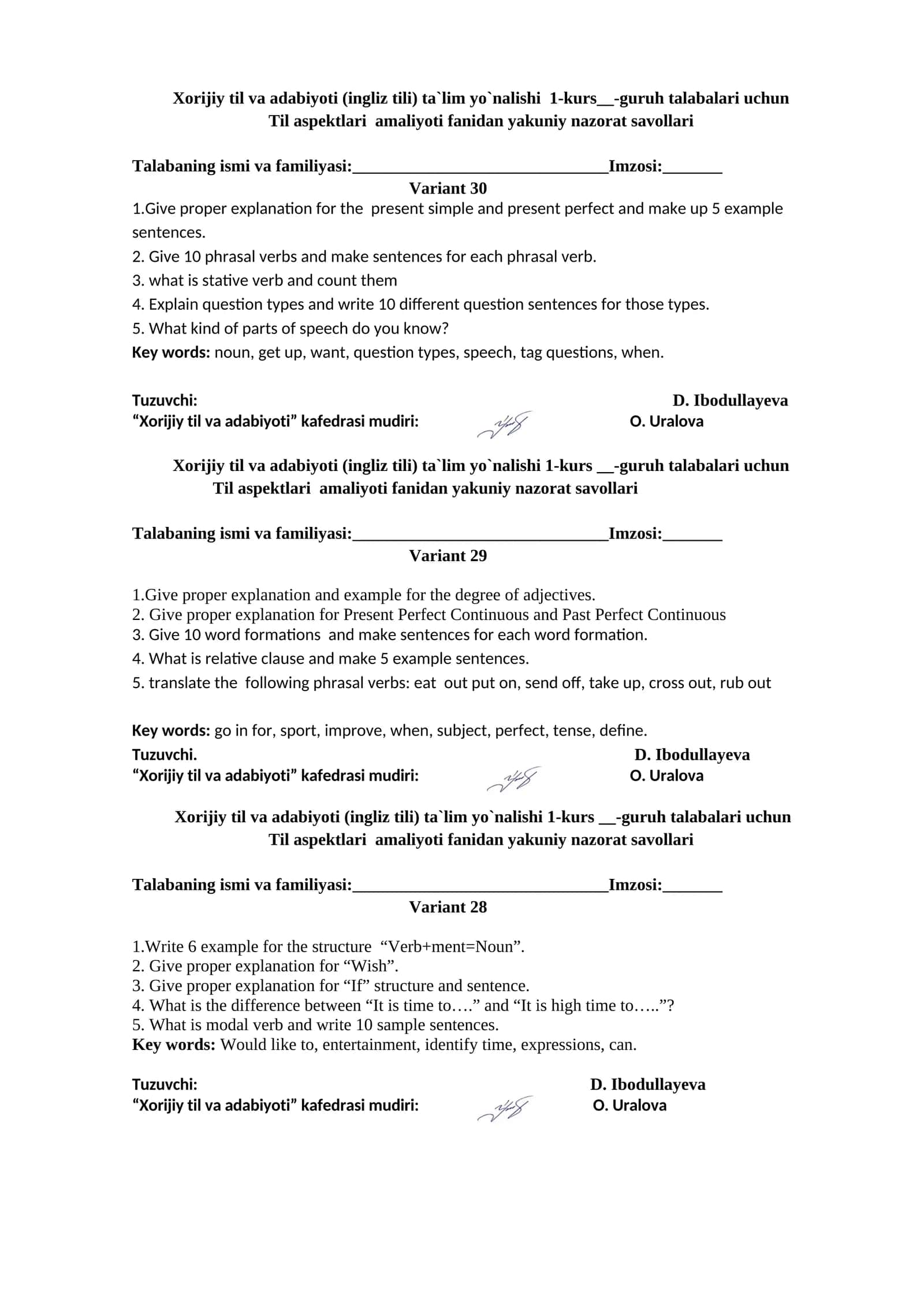 Xorijiy til va adabiyoti (ingliz tili) ta`lim yo`nalishi 1-kurs 1