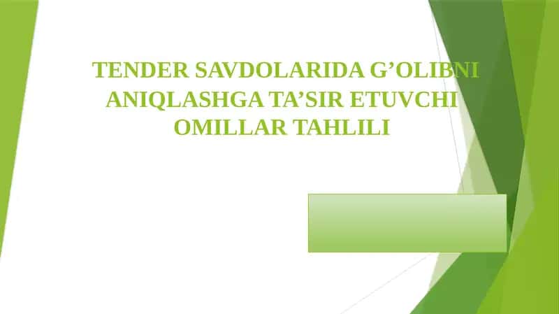 Tovarlarni xarid qilish bo'yicha savdolardagi g'olibni aniqlashga ta'sir etuvchi omillar tahlili 1