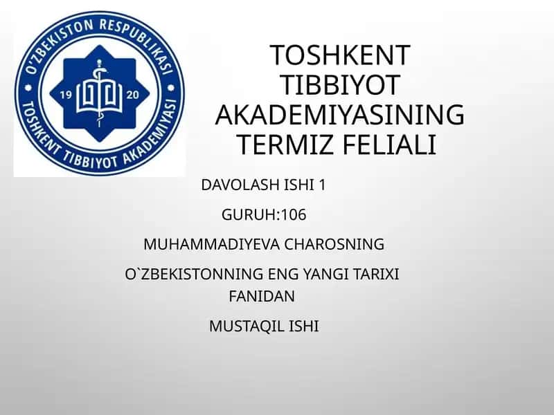 O‘zbekistonning eng yangi tarixi 1