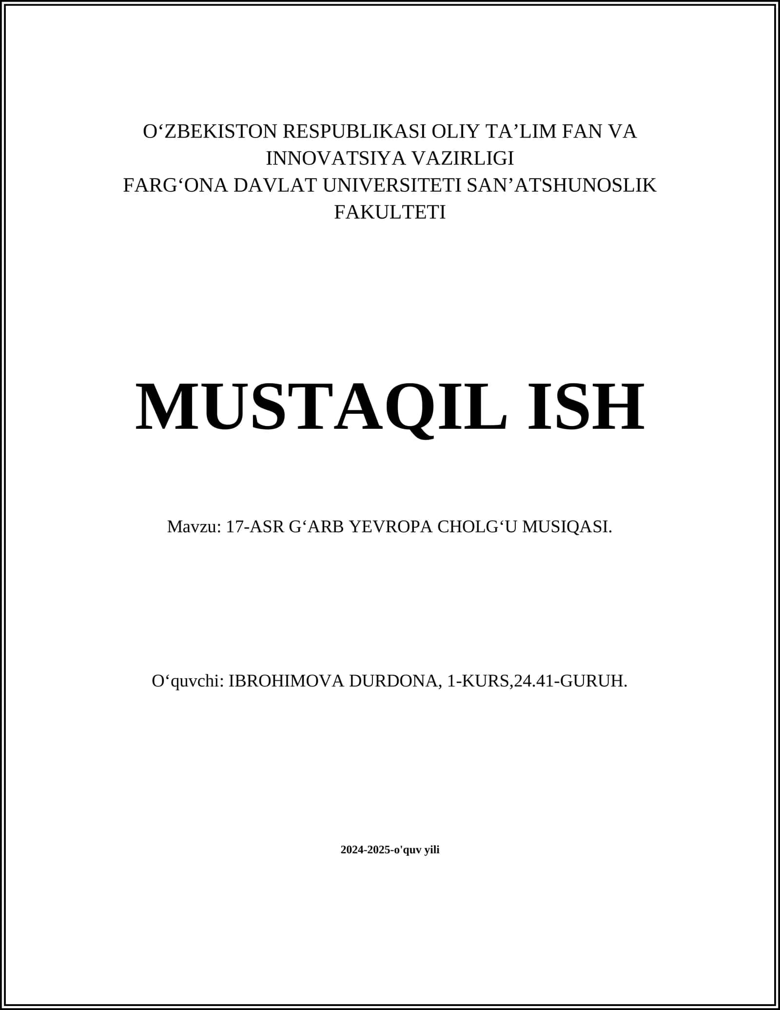 Gʻarbiy Yevropa Musiqasi Tarixi 1