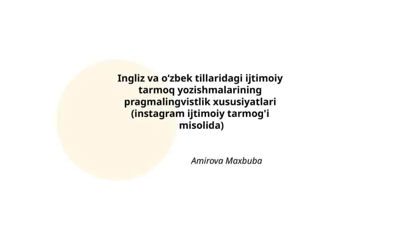 Ingliz va o‘zbek tillaridagi ijtimoiytarmoq yozishmalarining pragmalingvistlik xususiyatlari 1