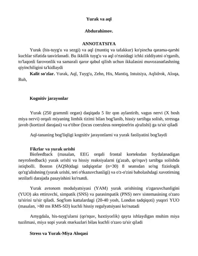 Yurak va aql 1