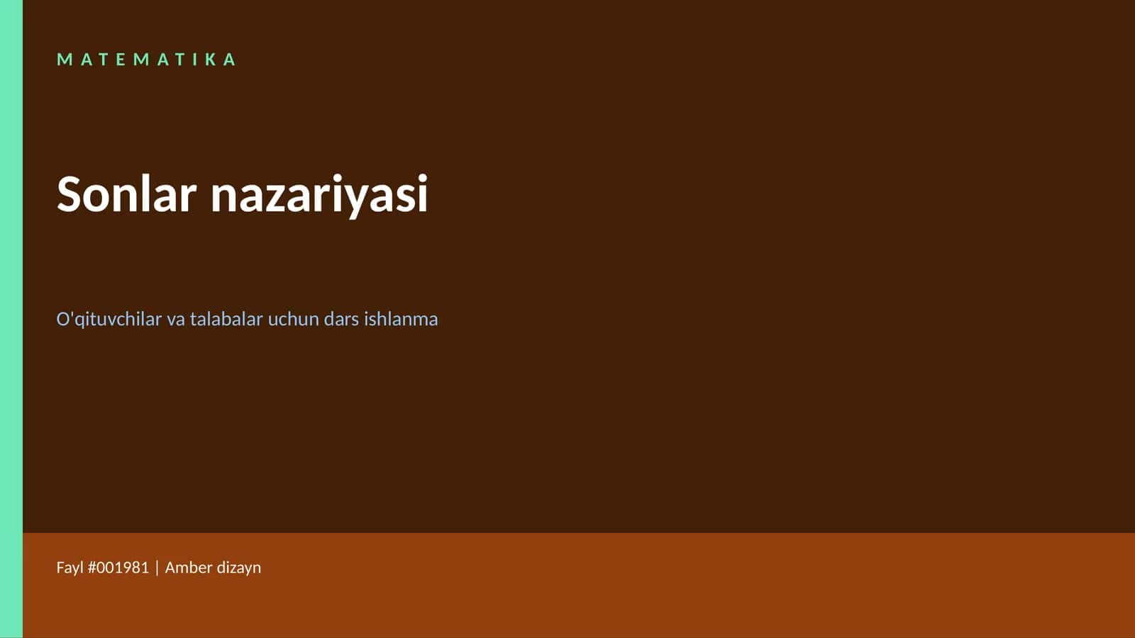 Sonlar nazariyasi 1