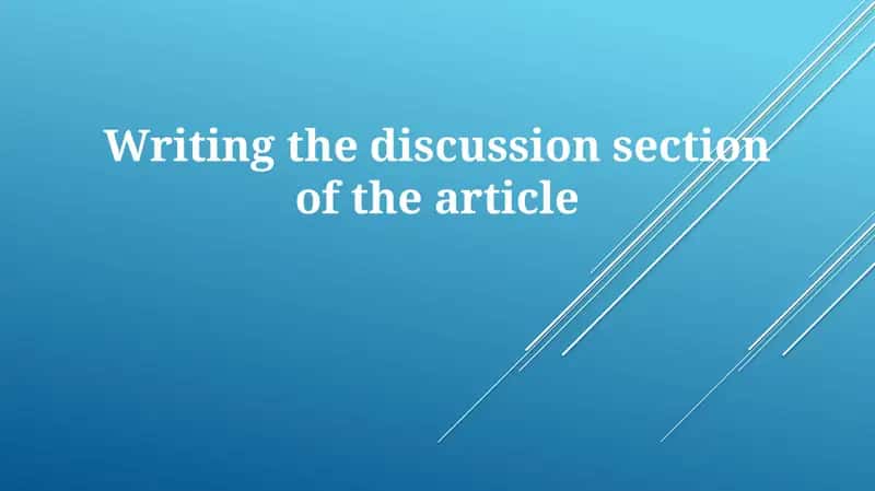 Discussion section of an article 1