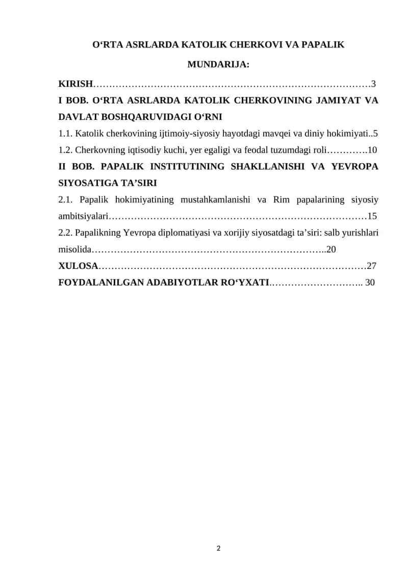 O‘RTA ASRLARDA KATOLIK CHERKOVI VA PAPALIK 1