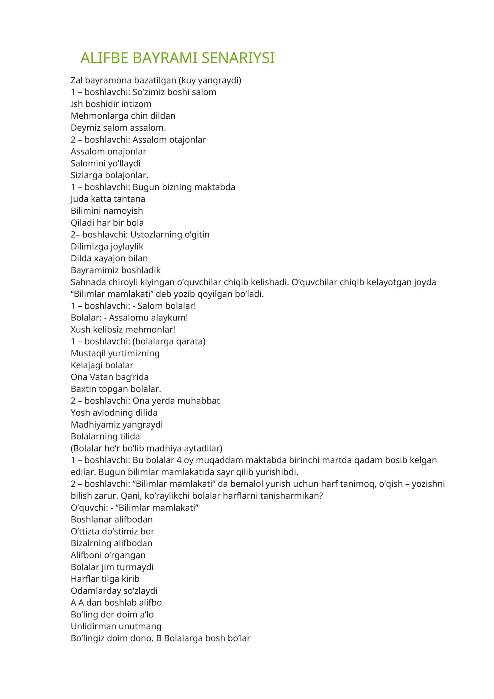ALIFBE BAYRAMI SENARIYSI 1
