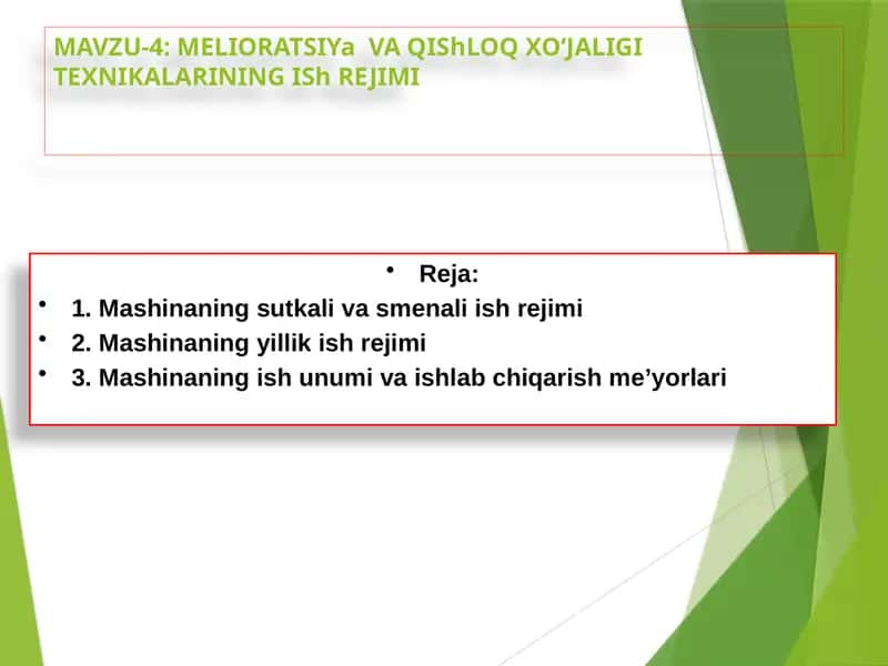 MELIORATSIYa VA QIShLOQ XO‘JALIGI TEXNIKALARI 1