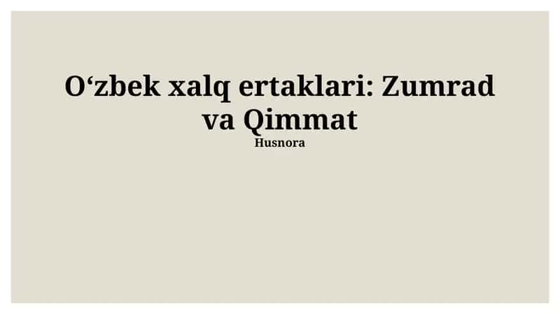 Zumrad va Qimmat 1