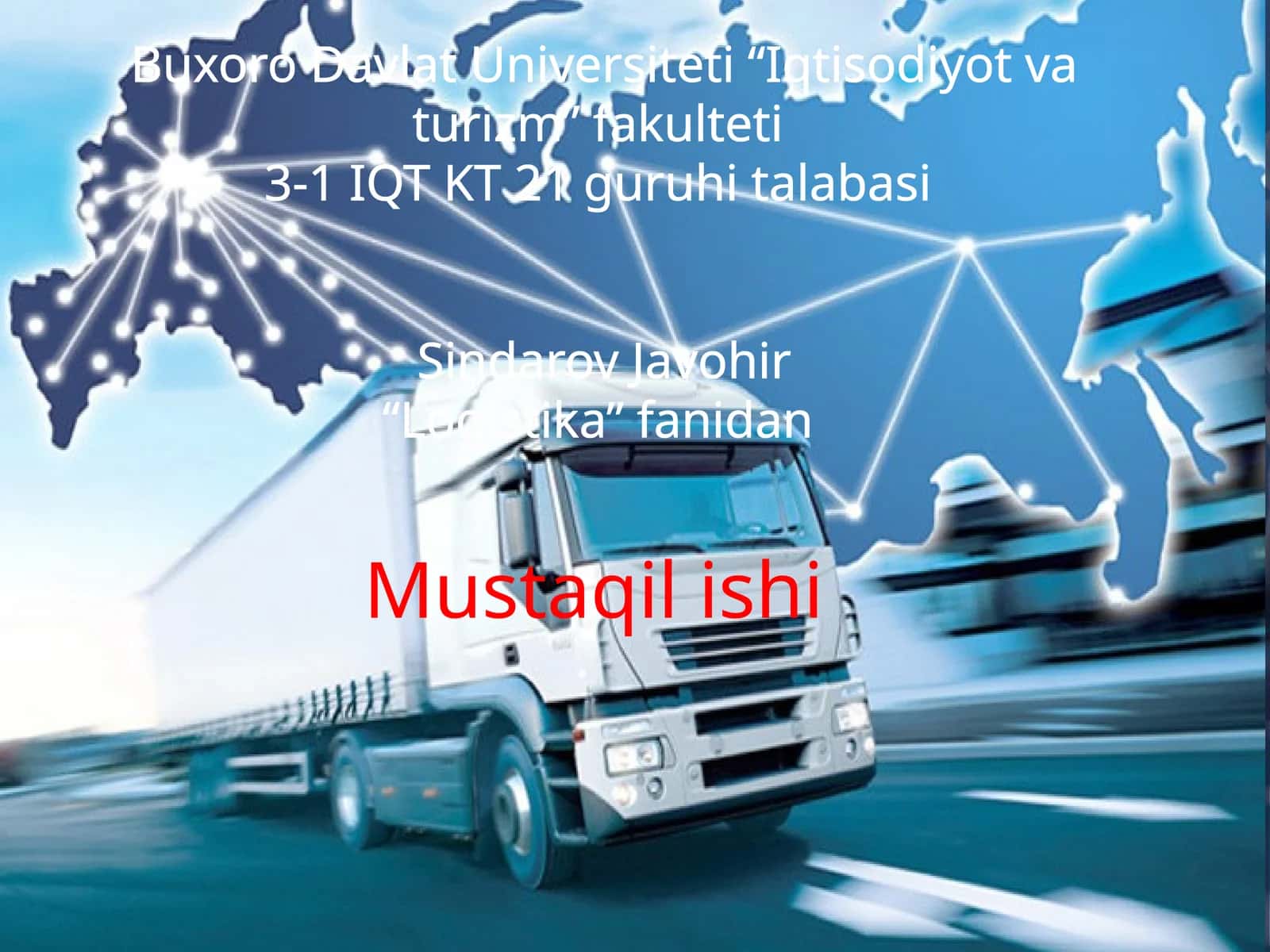 Reja: Logistika xizmati tushunchasi 1