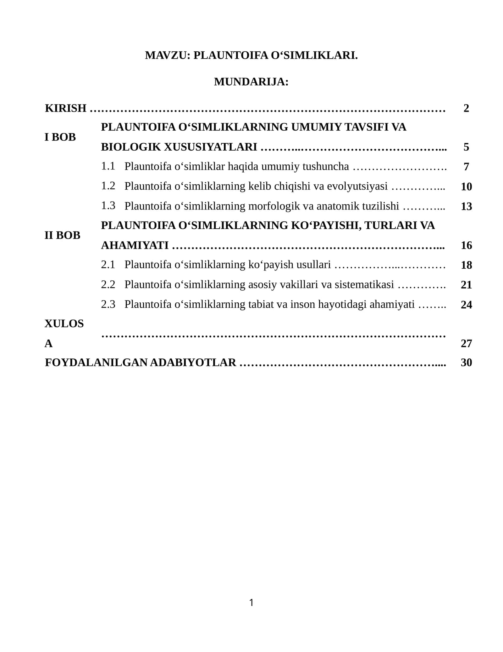 PLAUNTOIFA OʻSIMLIKLARI 1