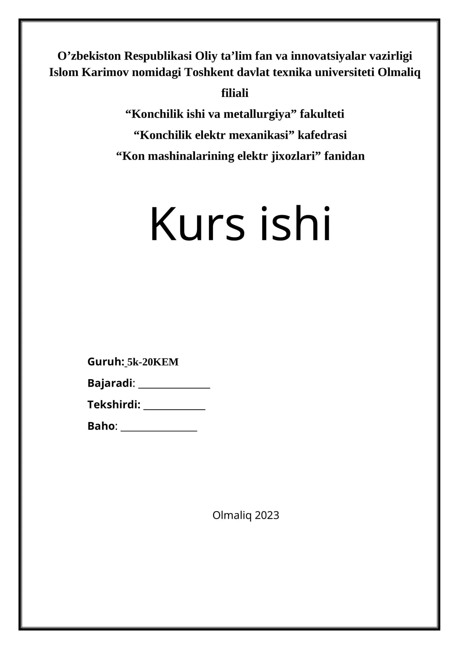 Kon mashinalarining elektr jixozlari 1