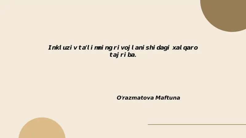 Inklyuziv taʼlim siyosatlari va milliy qonunchilik 1