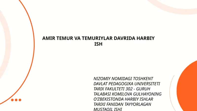 Oʻzbekistonda Harbiy Ishlar Tarixi Fanidan Tayyorlagan Mustaqil Ish 1