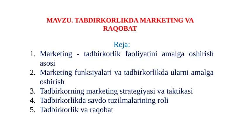 Marketing va Raqobat 1