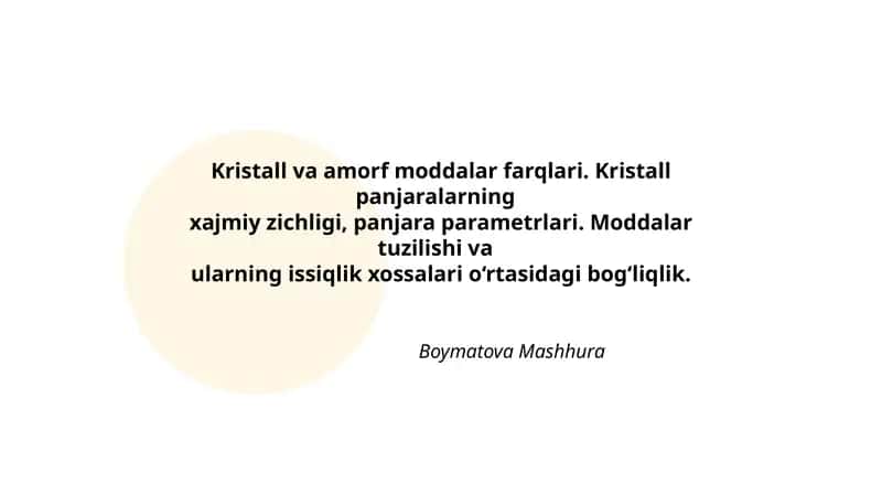 Kristall va amorf moddalar farqlari 1