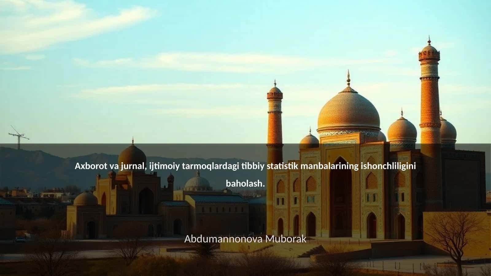 Tibbiy statistik manbalar va ularning ahamiyati 1