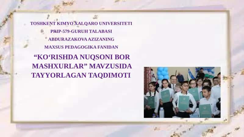 "KO‘RISHDA NUQSONI BOR MASHXURLAR" 1
