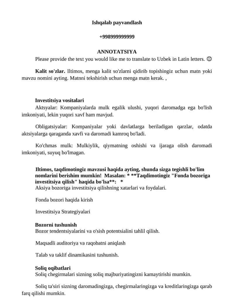Investitsiya vositalari 1