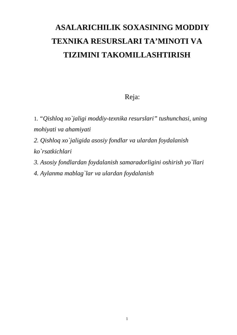 Qishloq xo`jaligi moddiy-texnika resurslari 1