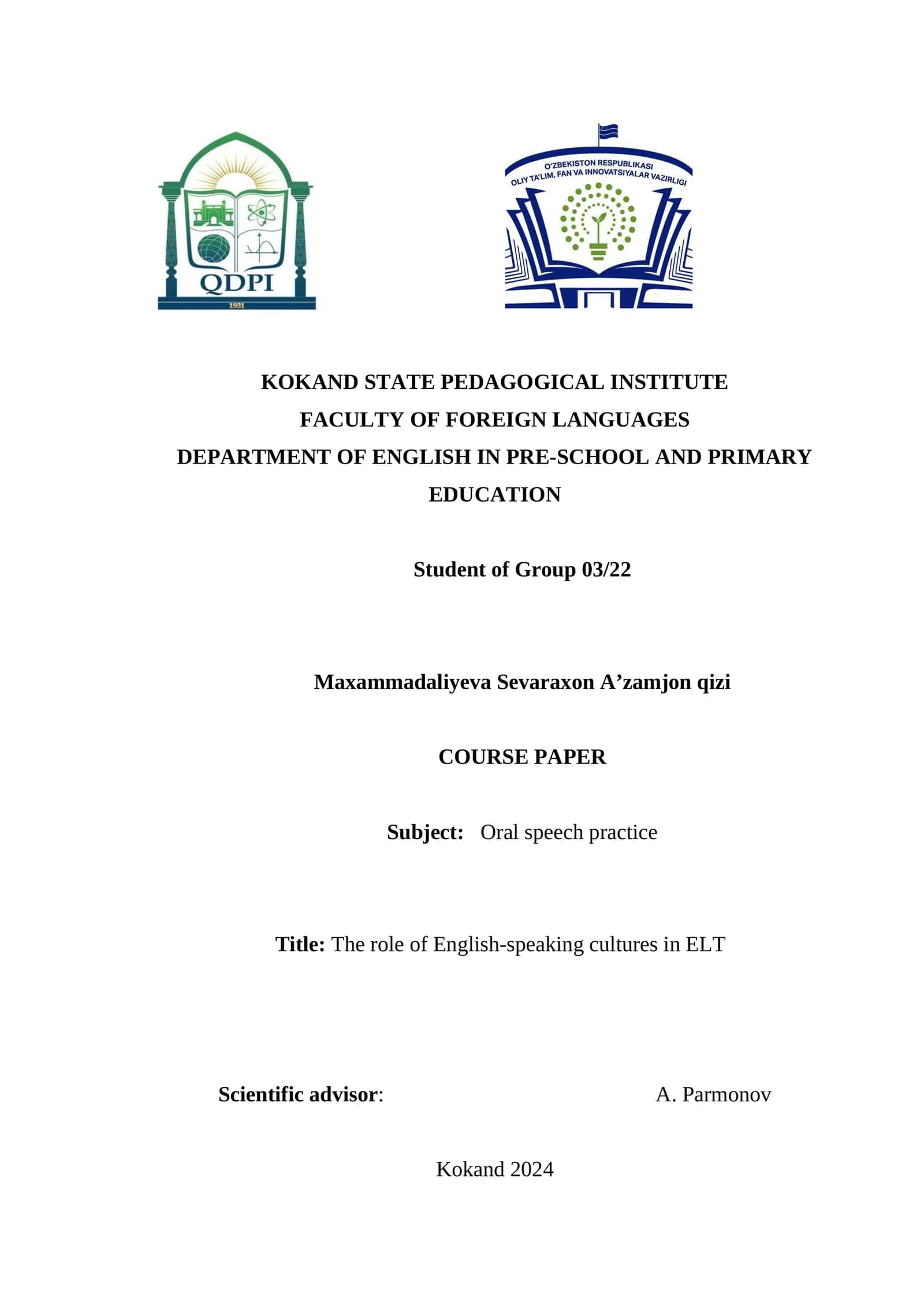 The role of English-speaking cultures in ELT 1