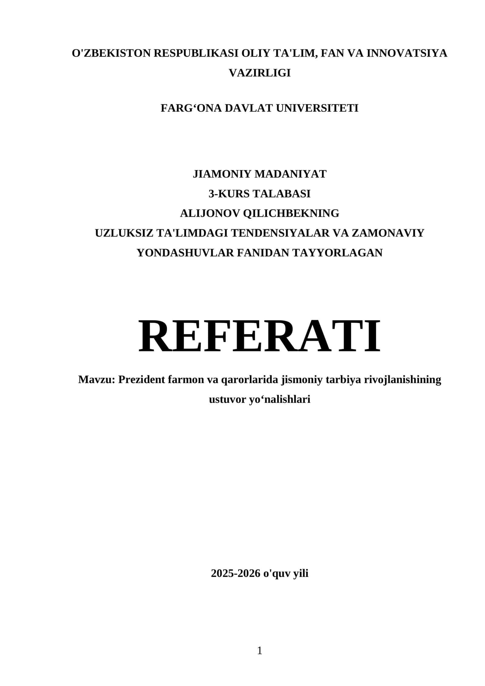 Prezident farmon va qarorlarida jismoniy tarbiya rivojlanishining ustuvor yoʻnalishlari 1