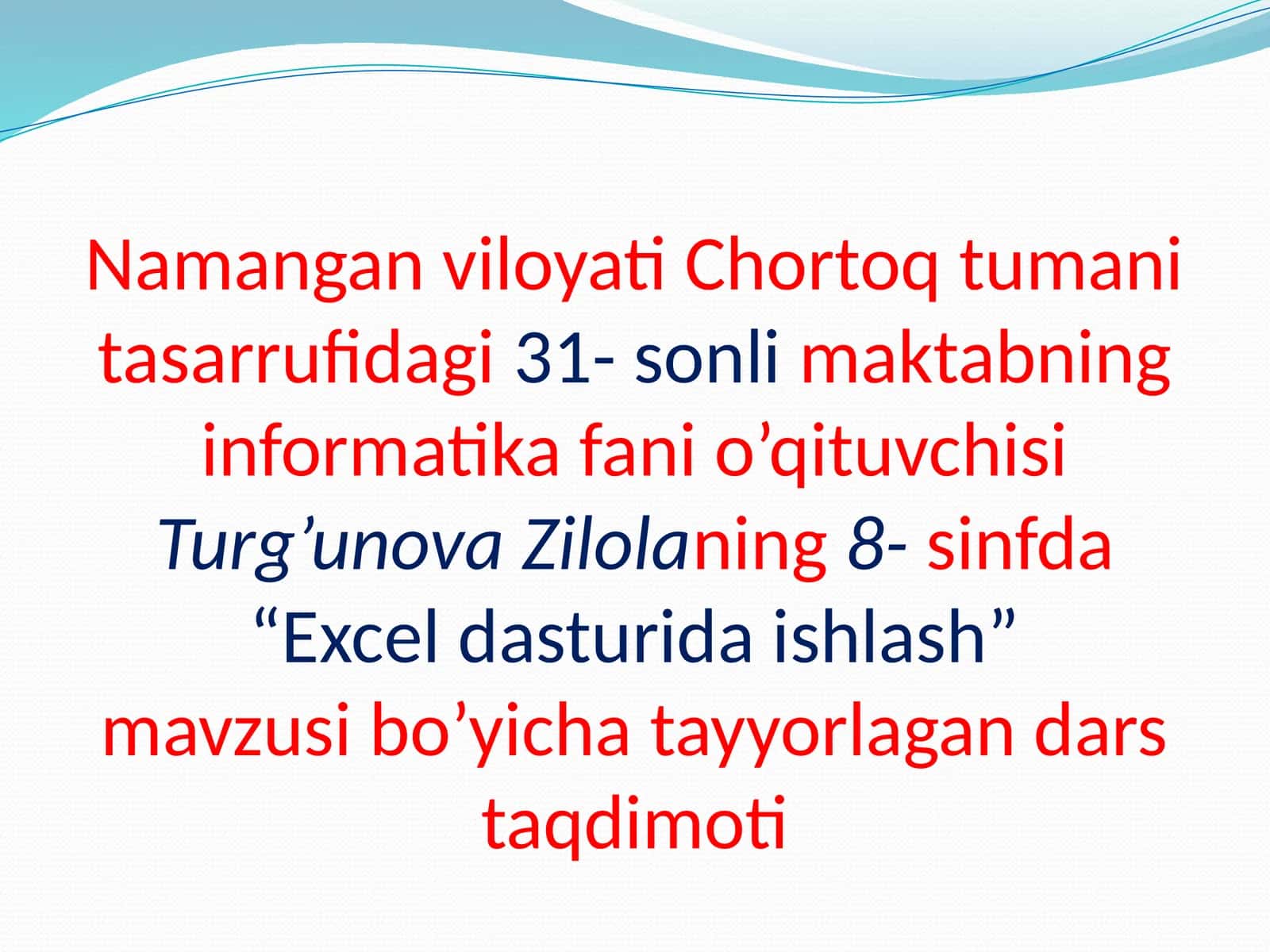 Excel dasturida ishlash 1