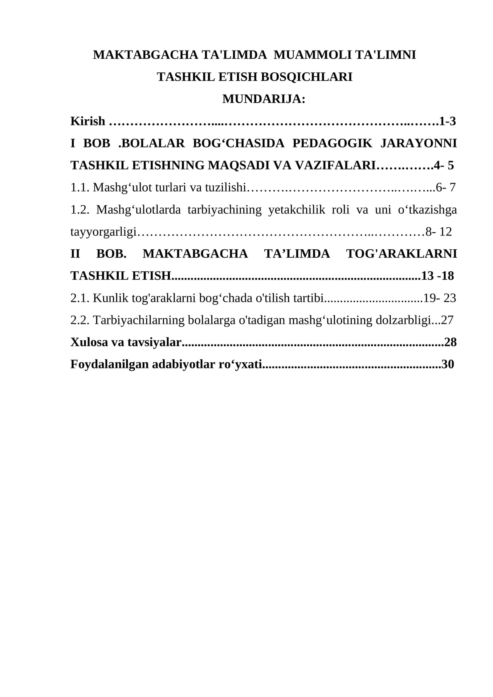 MAKTABGACHA TA'LIMDA MUAMMOLI TA'LIMNI TASHKIL ETISH BOSQICHLARI 1