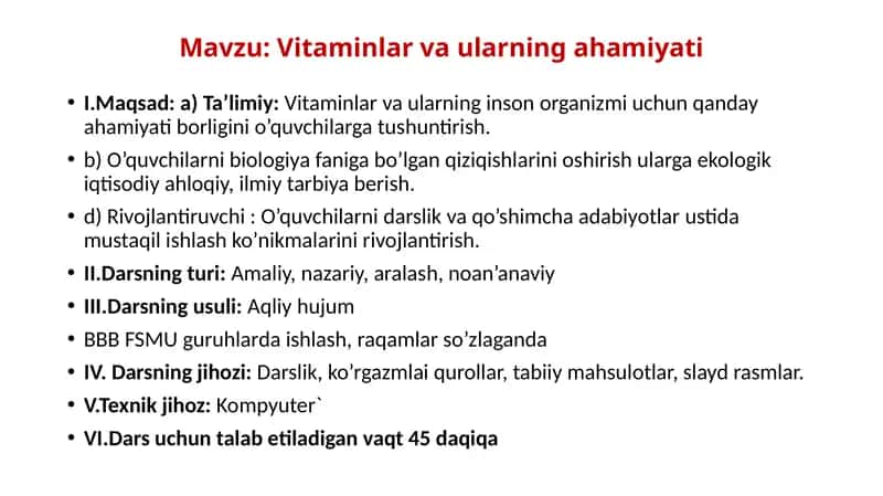 Vitaminlar va ularning ahamiyati 1