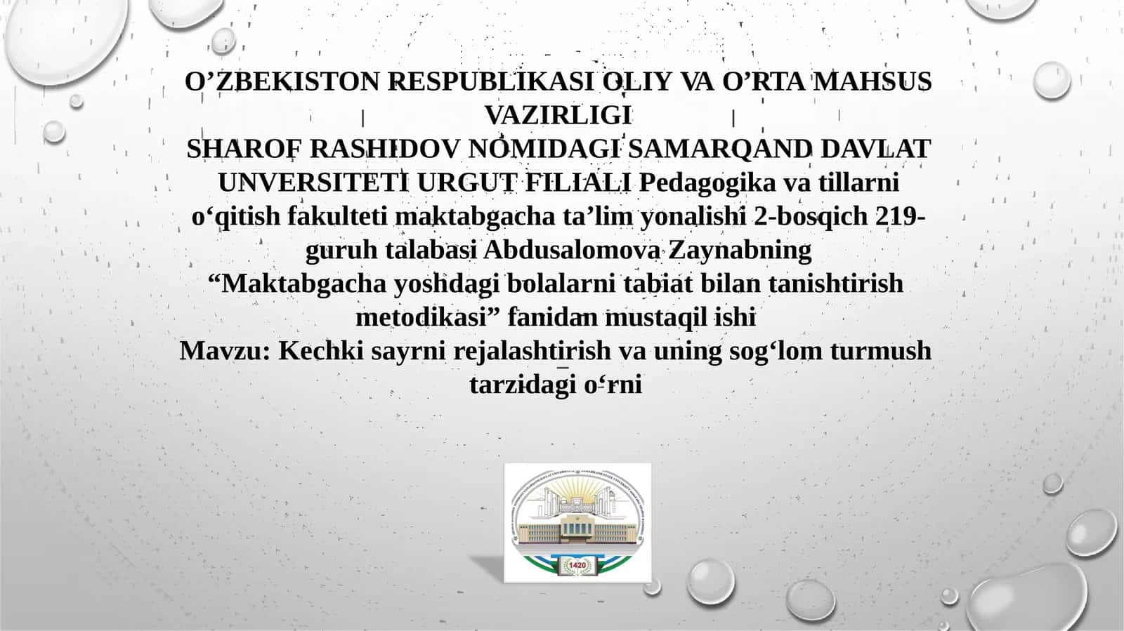 Kechki sayrni rejalashtirish va uning sog‘lom turmush tarzida o‘rni 1